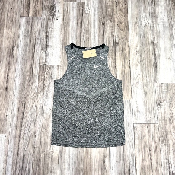 Nike Rise 365 Men's Dri-Fit Running Tank Top CZ9179-011 Black Heather NWT Size S - Picture 1 of 14